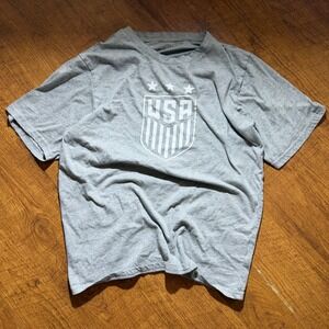 US Soccer Mens T-Shirt Gray USA Crest Graphic Short Sleeve Tee Heathered Medium